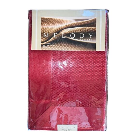 Melody Red Holiday Christmas Tablecloth 52”x52” VTG‎ - Picture 1 of 4